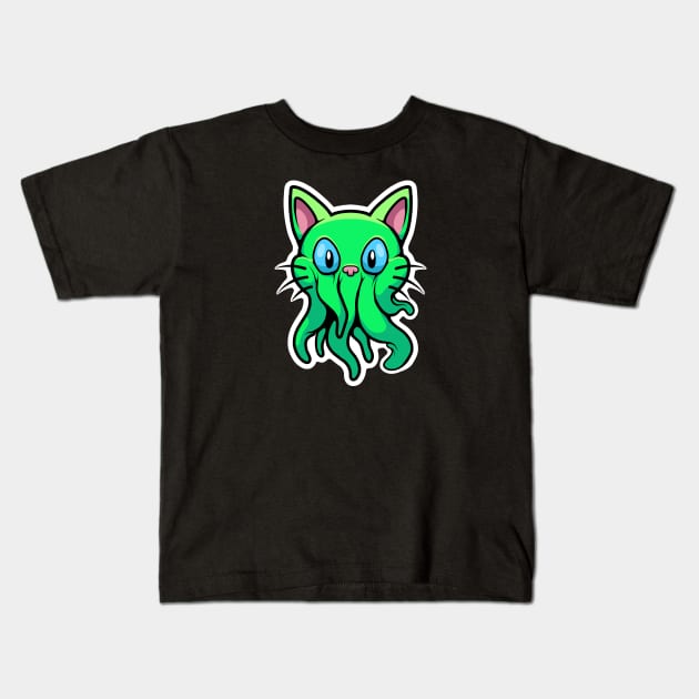 Cthulhu Kitty Kids T-Shirt by Crossroads Digital